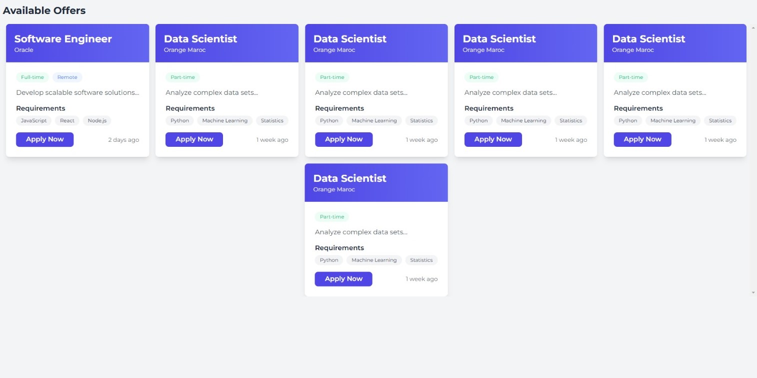 Student Interface for Internship Applications